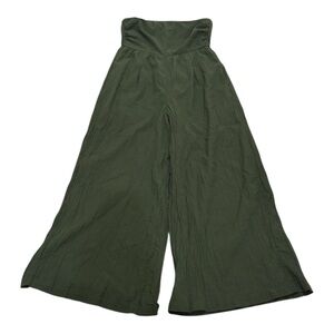 American Eagle Wide Leg Jumpsuit S/P Green Smocked Boho Flowy Lounge $65 Retail